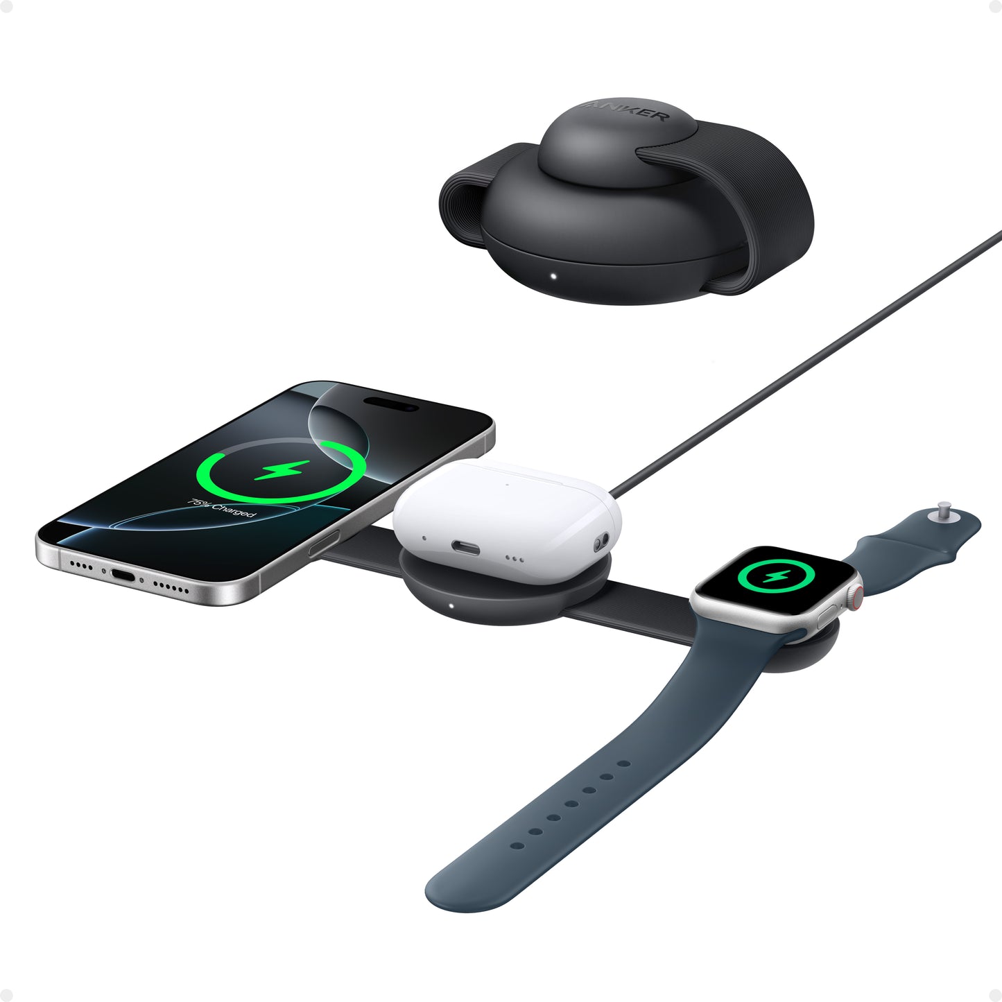 Anker MagGo Wireless 3-in-1 Foldable Charging Pad B25M8H11 (Black)