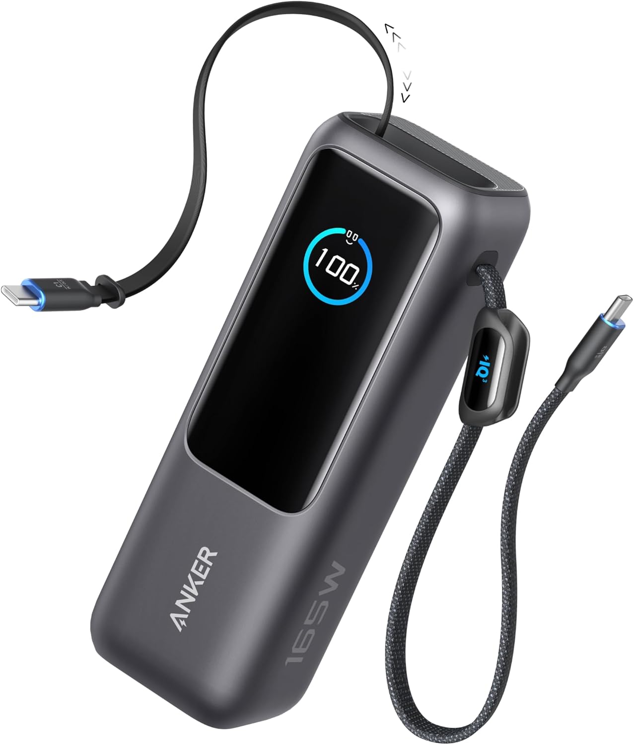 Anker Ultra-Fast Power Bank with Built-In USB-C Cables A1695H11 (25,000mAh, 165W, Black)