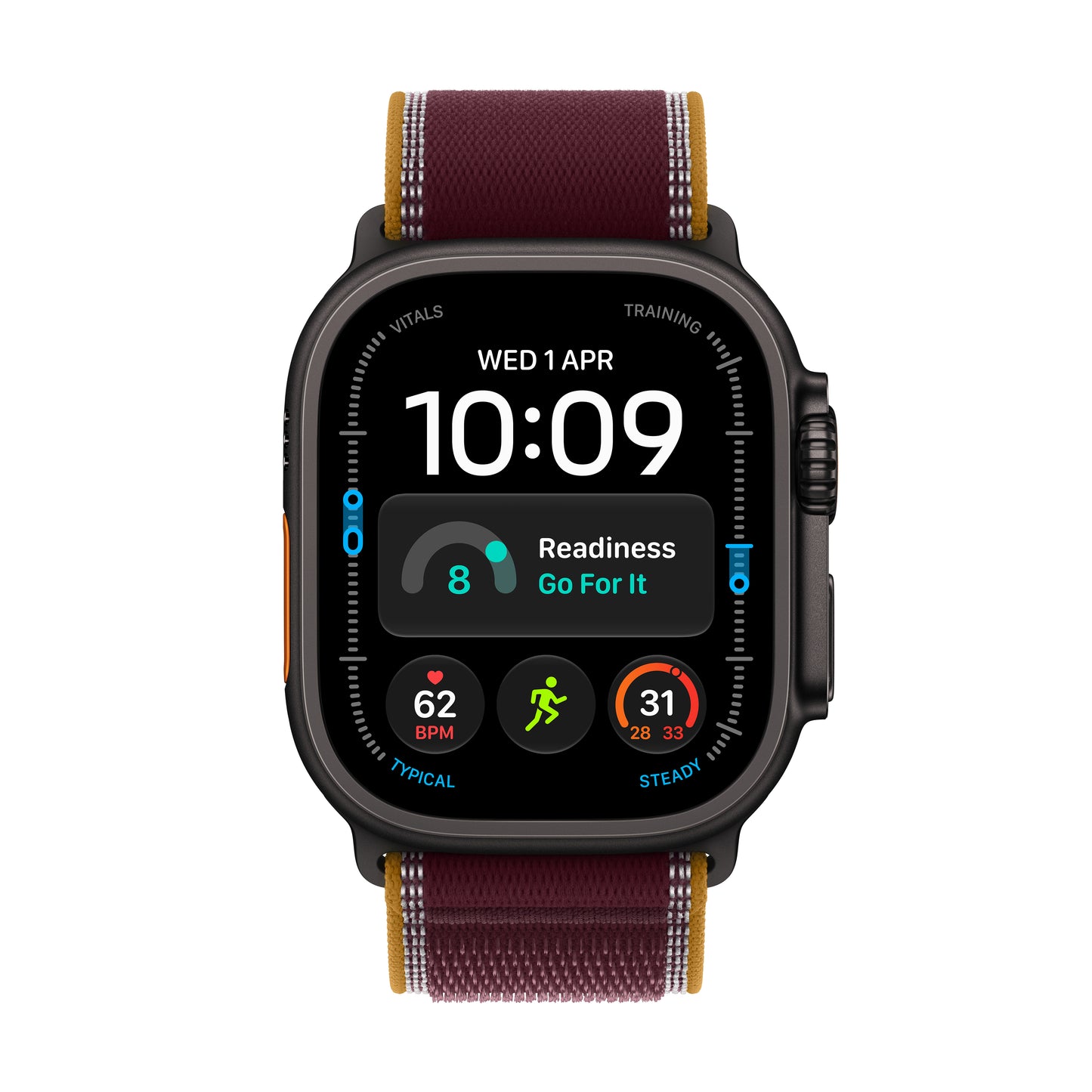 Apple Watch Ultra 4, 49mm (GPS + Cellular, Black Titanium Case with Burgundy Trail Loop, M/L)