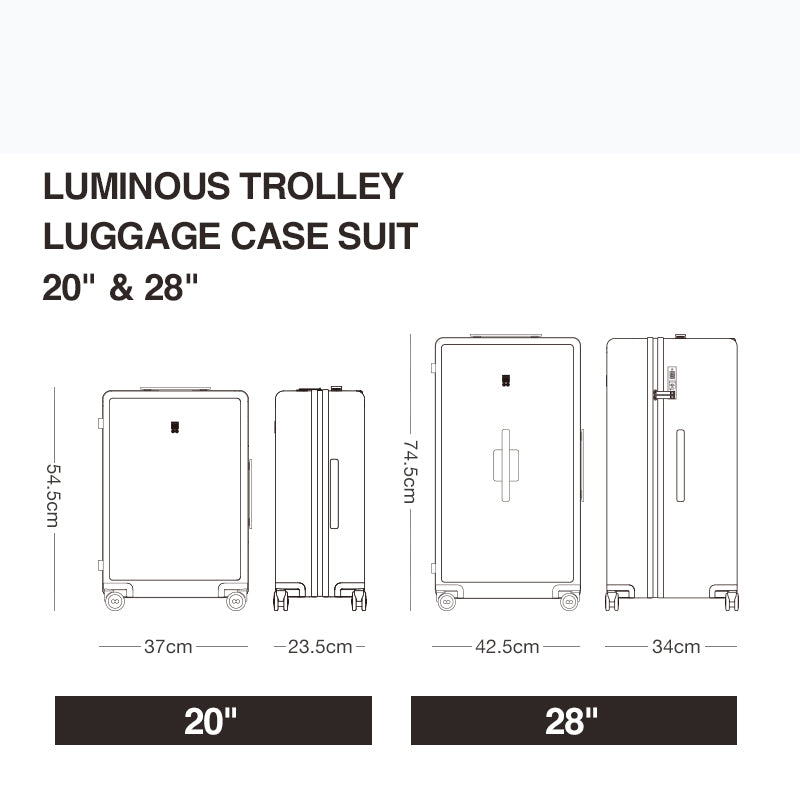 LEVEL8 Luminous Textured 2 Piece Set Luggage (Black)